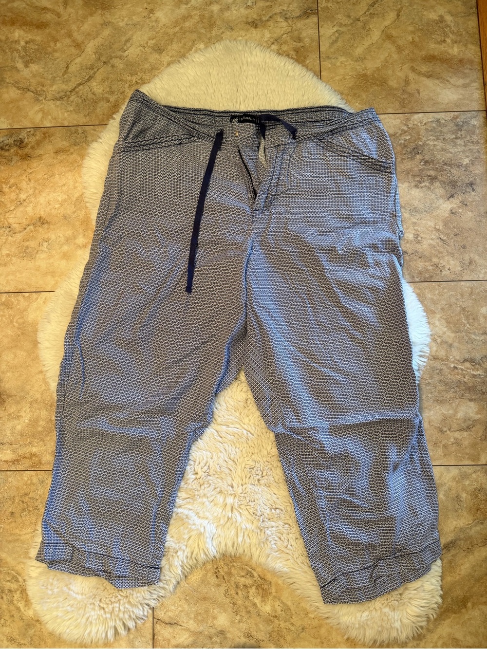 Lee Light Blue Textured Knit Pants with Drawstring Waist